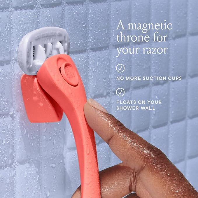 Billie Razors for Women Shave Kit – Women’s Razor + 4 x 5-Blade Razor Refills + Magnetic Holder – Coral-BrightBean Baby