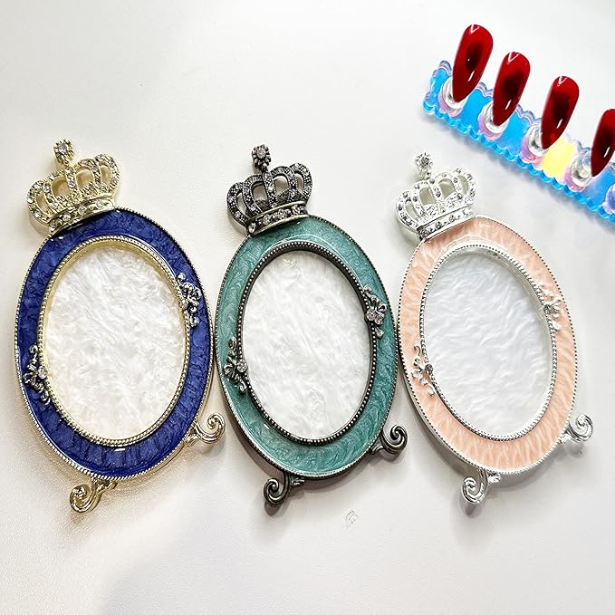 3 Pcs Nail Art Palette, Nail Art Painting Mixed Color Palettes Crown Nail Holder Retro Nail Art Display Board, Nail Art Display Tools Photography Props-BrightBean Baby
