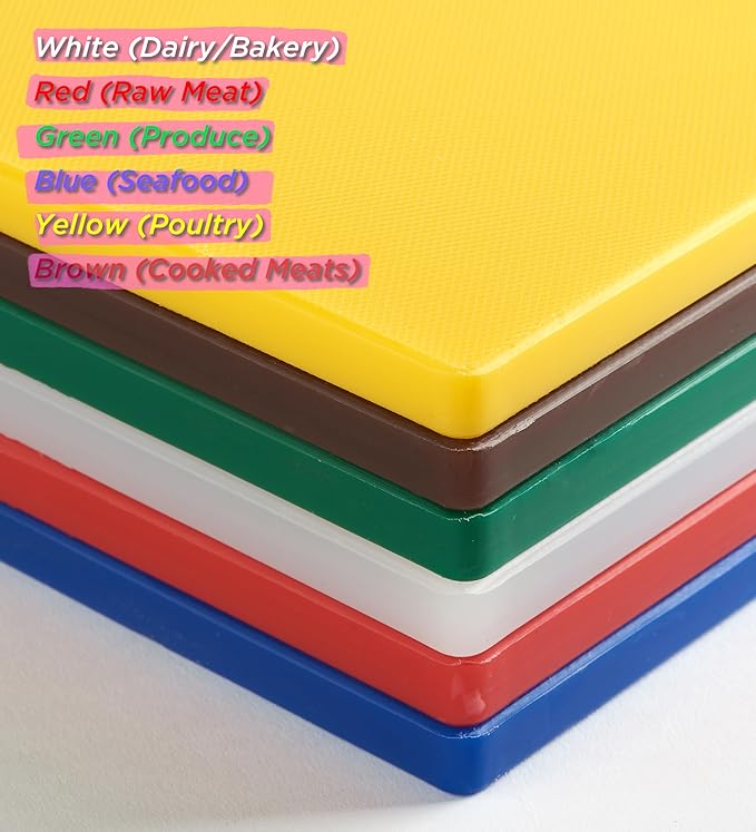 CURTA 4-Piece NSF 20" x 14" x 1/2" Multi-Colored Flexible Cutting Board Kit with Stainless steel Storage Rack, Color Coded Plastic Chopping Board with Anti Slip Surface Dishwasher Safe