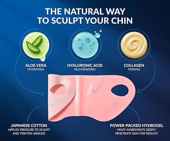 Stylia V Line Lifting Collagen Face Mask - Double Chin Strap for Women - Jawline Shaper Face Lift Tape - Neck Lift Collagen Mask - Chin Strap for Sleeping - Hyaluronic Acid, Aloe Vera, Cica 7P-BrightBean Baby