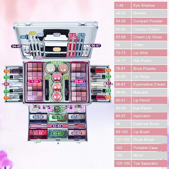 All In One Makeup Kit Multi-Purpose Combination Makeup Surprise Gift Set Beauty Full Makeup Essential Starter Kit, Compact and Lightweight Design for Girls Women and Make Up Beginners-BrightBean Baby