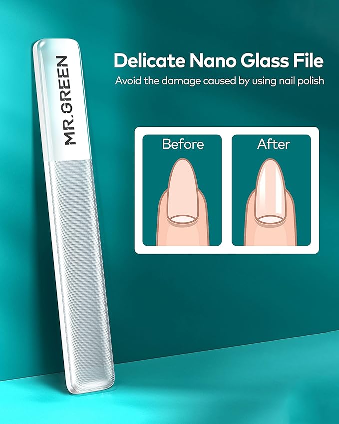 MR.GREEN Nail Clipper 3Pcs Set, Stainless Steel Manicure Pedicure Set with Nail Clippers, Glass Nail File & Tweezers, Medical Grade Grooming Kit with Travel Case Gift Box for Man & Woman (Pink)-BrightBean Baby