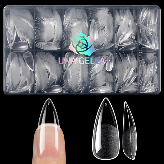 UNA GELLA Halloween Stiletto Press on Nails, 600 Pcs Medium Stiletto Nail Tips Almond Shape Pre Etched Full Cover Soft Gel Nails Tips for Nail Extensions Art DIY Salon 12 Sizes at Home-BrightBean Baby