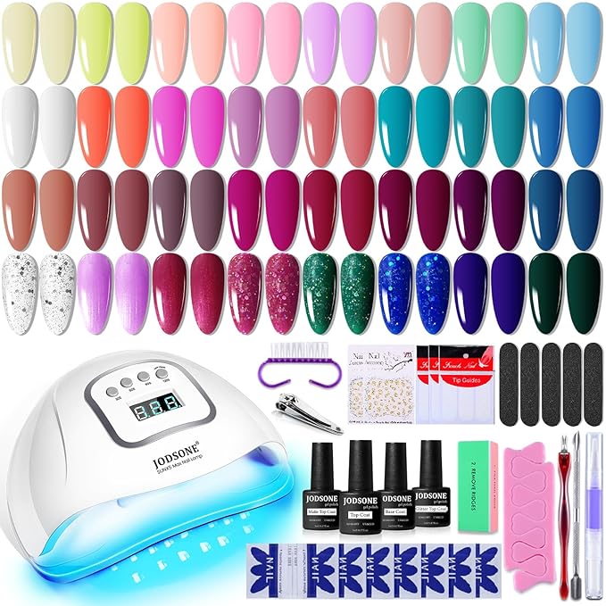 JODSONE Gel Nail Polish Kit with U V Light 32 Colors Gel Polish Set Soak Off Nail Kit Nail Art Salon or Home DIY Manicure Tools Gifts for Women-BrightBean Baby