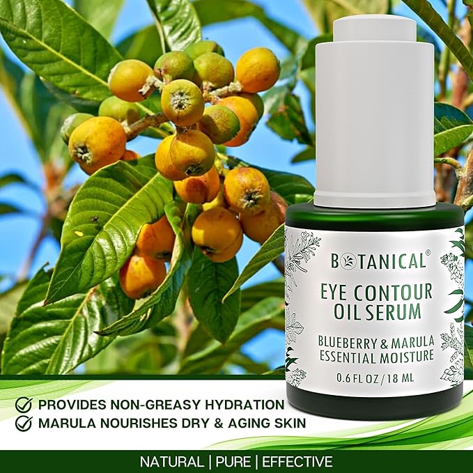 Botanical Eye Contour Oil Serum | Blueberry & Marula Oil | Organic, Pure, Natural Skincare (0.6 fl oz | 18 ml)-BrightBean Baby