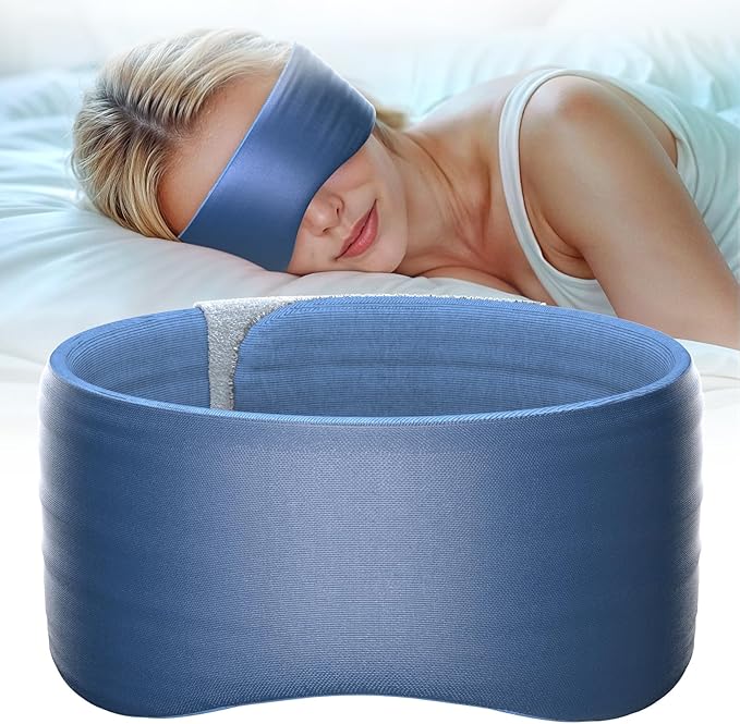 Sleep Mask, Eye Mask for Sleeping, Upgrade Ultra-Soft Blackout Eye Cover for Women Men, Wider Adjustable Strap for Side Sleeper, Travel, Nap, Yoga, Relief Eye, Blue-BrightBean Baby