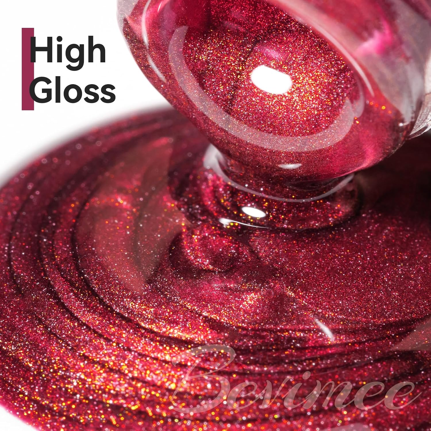 Cat Eye Gel Nail Polish Red Glass Jelly Magnetic Nail Polish Gel Shimmer Glitter Gloss Shine Holographic Wine Color Velvet For Nail Art Manicure DIY At Home 12ml-BrightBean Baby