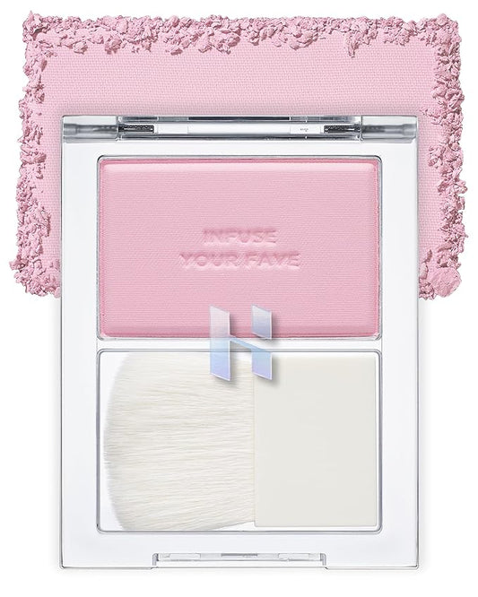 HOLIKA HOLIKA Infusing Blush with Brush - Lightweight, Smooth, Blendable Cheek Blusher, Sebum-Control, Natural Pore Coverage, Built-In Brush, Long-Lasting Pigment for Romantic Mood (03 SOAPY)-BrightBean Baby