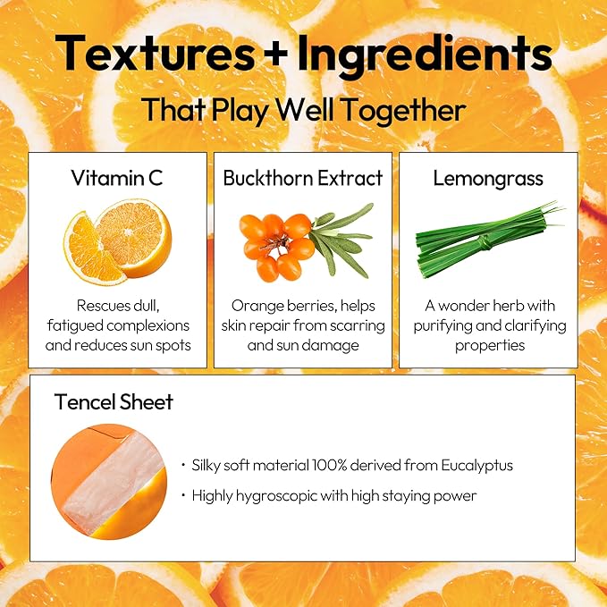 LAPCOS Vita C Sheet Mask, Daily Face Mask with Vitamin C to Renew Skin, Korean Beauty Favorite, 5-Pack-BrightBean Baby