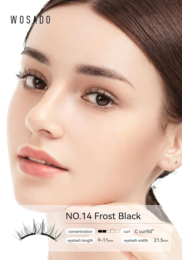 Soft Magnetic Eyelashes Kit with Applicator, No.14 Frost Black, Reusable Glue-free Wispy Magnetic Lashes, Cruelty-free False Lashes, Waterproof, Lightweight, Suit for Heavy Makeup-BrightBean Baby