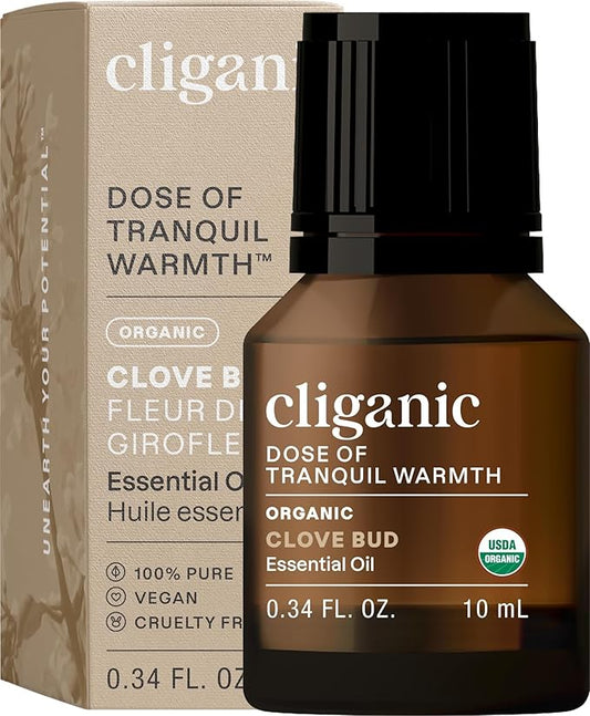 Cliganic Organic Clove Bud Essential Oil, 100% Pure Natural for Aromatherapy | Non-GMO Verified (Packaging May Vary)-BrightBean Baby