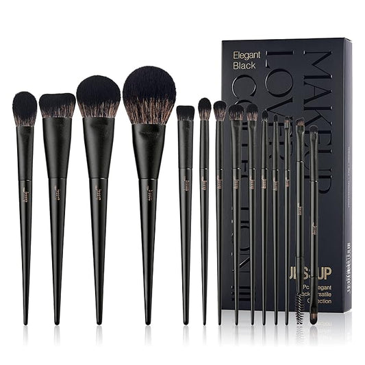 Makeup Brushes Set Jessup Make up Brushes 14Pcs Black Kabuki Foundation Eyeshadow Contour Concealer Powder Eyeliner Crease Eyebrow Blending Brush, T336-BrightBean Baby