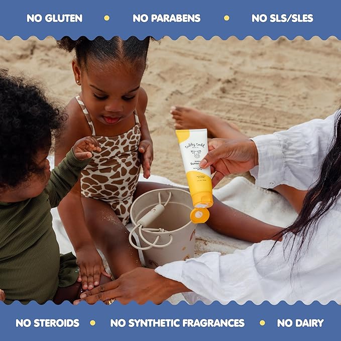 TUBBY TODD Mineral Sunscreen SPF 50 - Broad Spectrum Sunscreen Lotion for Kids - Water-Resistant for 80 Minutes - Safe for Sensitive Skin - Non-Greasy Feel - 2 Pack, 4 Fl Oz-BrightBean Baby