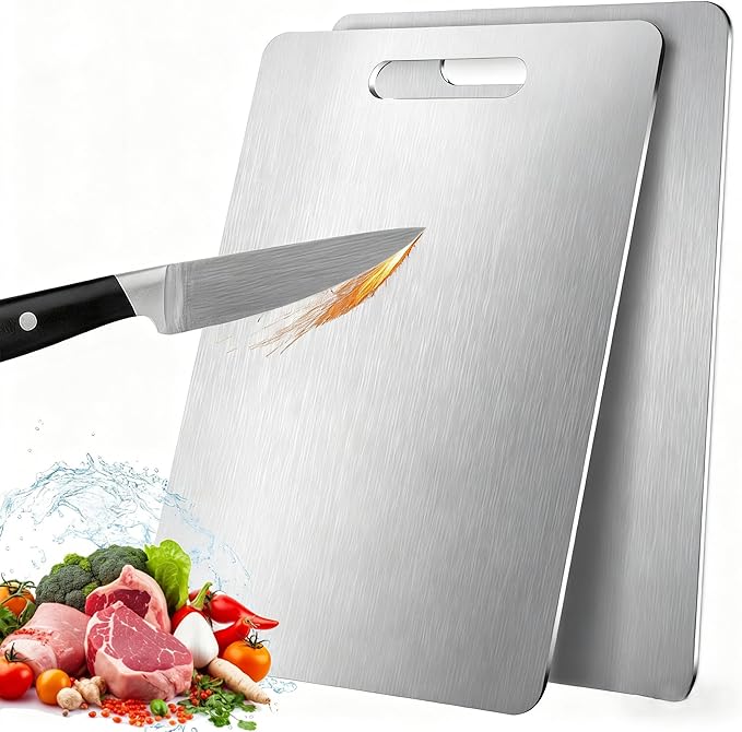Tavano Titanium Cutting Board,100% Pure Titanium Cutting Boards for Kitchen,2026 New Non Toxic,Double-Sided Food Grade Chopping Board for Meat,Vegetable,Fruit,Outdoor Camping(XL-1PC:18.1 * 11.8'')