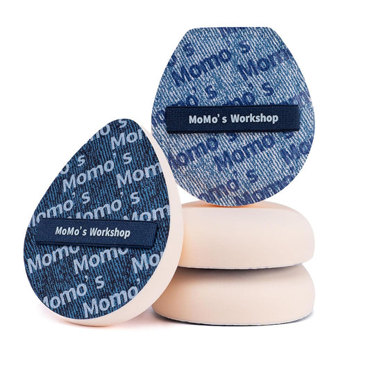 Blue Denim Makeup Sponges,Super Soft Blenders for Liquid Foundation, Dual Design (Egg + Flat Edge), Natural Skin-Like Finish, Makeup Puffs for Blending,Travel Friendly,2pcs for Halloween Themed-BrightBean Baby