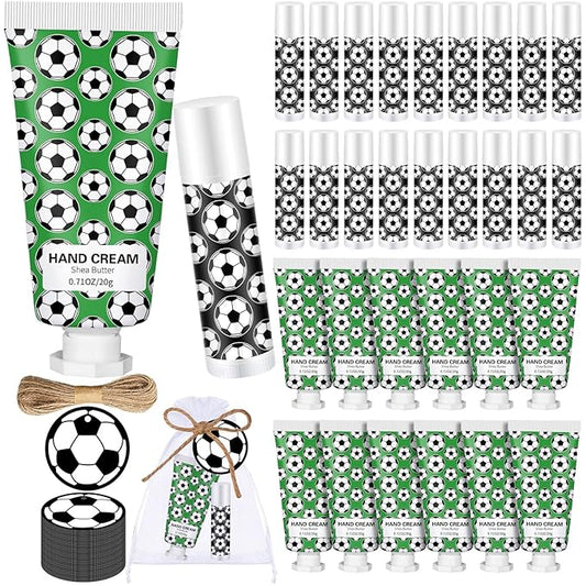 36 Sets Soccer Lip Balm Hand Cream Set soccer Party Favors, Include 36 Lip Balm 36 Moisturizing Hand Cream 36 Bags 36 Cards and Ropes for Soccer Accessories Gifts-BrightBean Baby