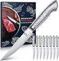 DRAGON RIOT Steak Knives Set of 8 Serrated Edge Steak Knife Set Japanese Stainless Steel Dinner Knife Diswasher Safe