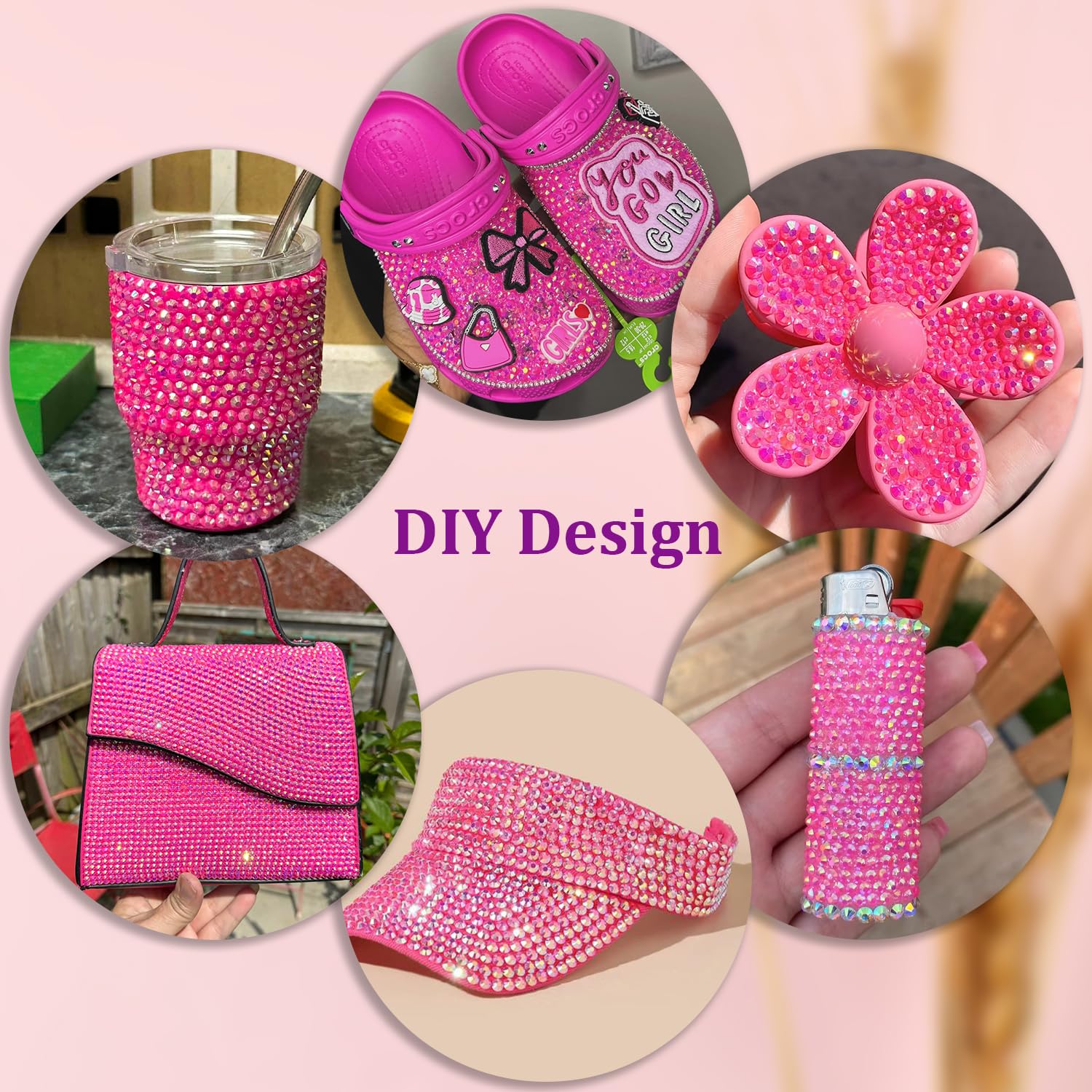 25000Pcs Resin Jelly Rhinestones with Tweezers for Crafting, Hot Pink AB 2-6mm Mixed Sizes Non Hotfix Flatback Gems, Bedazzling Crystal for DIY Crafts Clothing Tumblers Mugs Shoes Decor Nail Art-BrightBean Baby