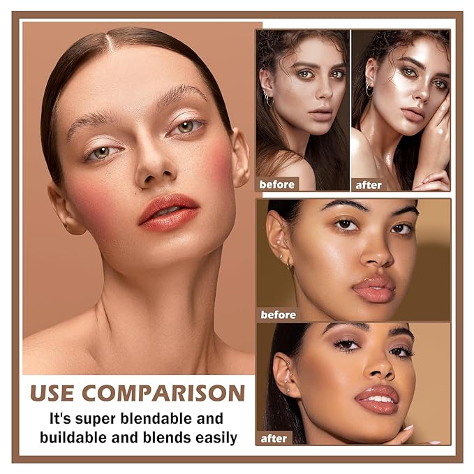 3PCS Cream Contour Stick Makeup Kit Face Highlighter Bronzer Blush Stick Long Lasting Illuminator Highlighters Makeup Stick for All Skin Tones(02 Champagne Gold+05 Rugosa Rose+06 Espresso)-BrightBean Baby