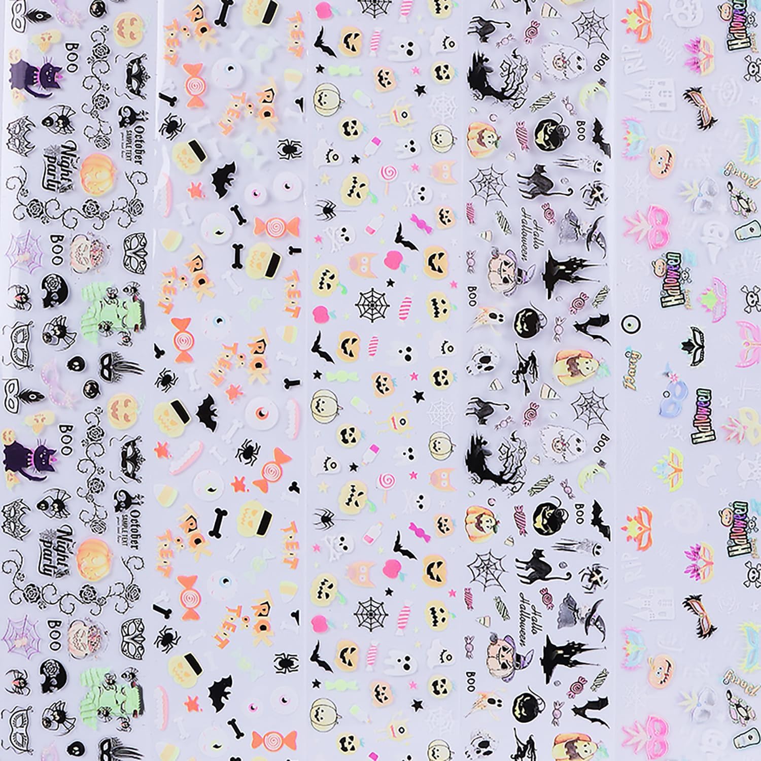 Halloween Nail Foil Transfers Stickers 10 Rolls Cartoon Design Halloween Nail Art Foils Decals Ghost Pumpkin Spider Bat Nail Transfer Foil Cute Nails Supplies Set for Women DIY Manicure Decorations-BrightBean Baby