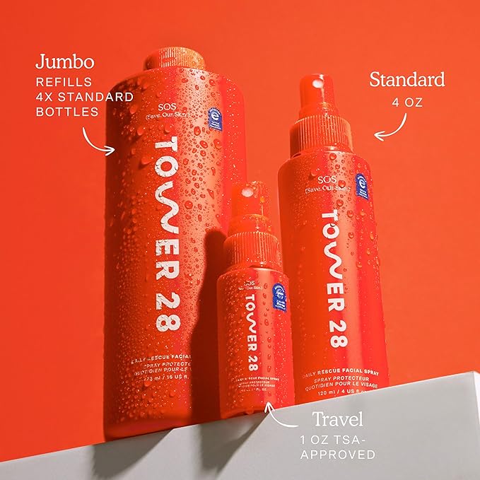 Tower 28 Beauty SOS Daily Rescue Facial Spray Jumbo Refill 16 oz / 480 mL-BrightBean Baby