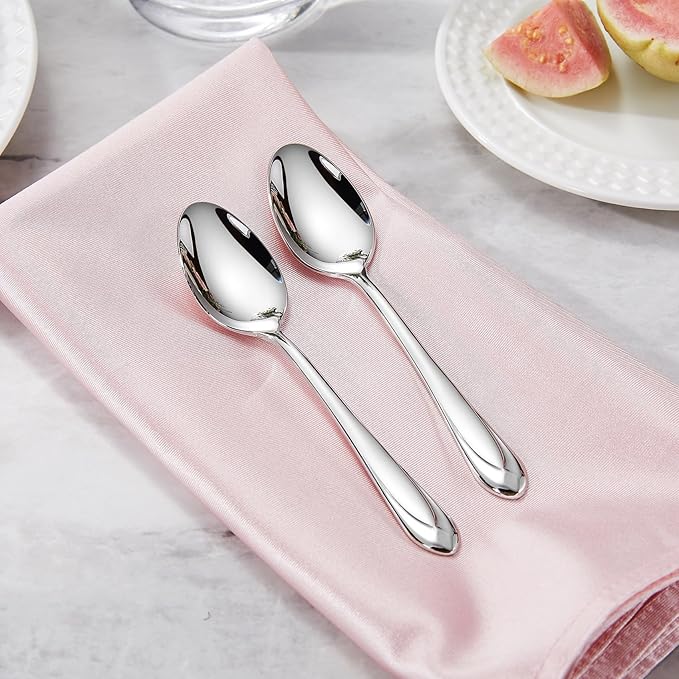 KEAWELL Premium Astra 4-Piece 5.8 inch Spoon Set – Mirror-Finished 18/10 Stainless Steel with Diamond-Faceted Handles Dishwasher Safe for Modern Dining (4, Small Spoons)