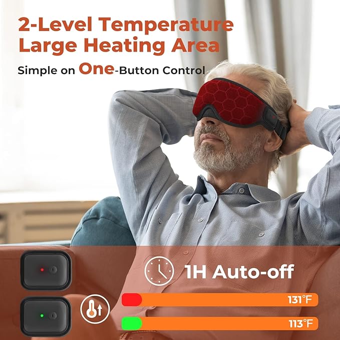 Cordless Heated Eye Mask, Dry Eye Mask, Type-C Eye Heating Pad, Portable Eye Warm Compress with 720mAh Battery Relieve for Dry Eyes, Stye-BrightBean Baby