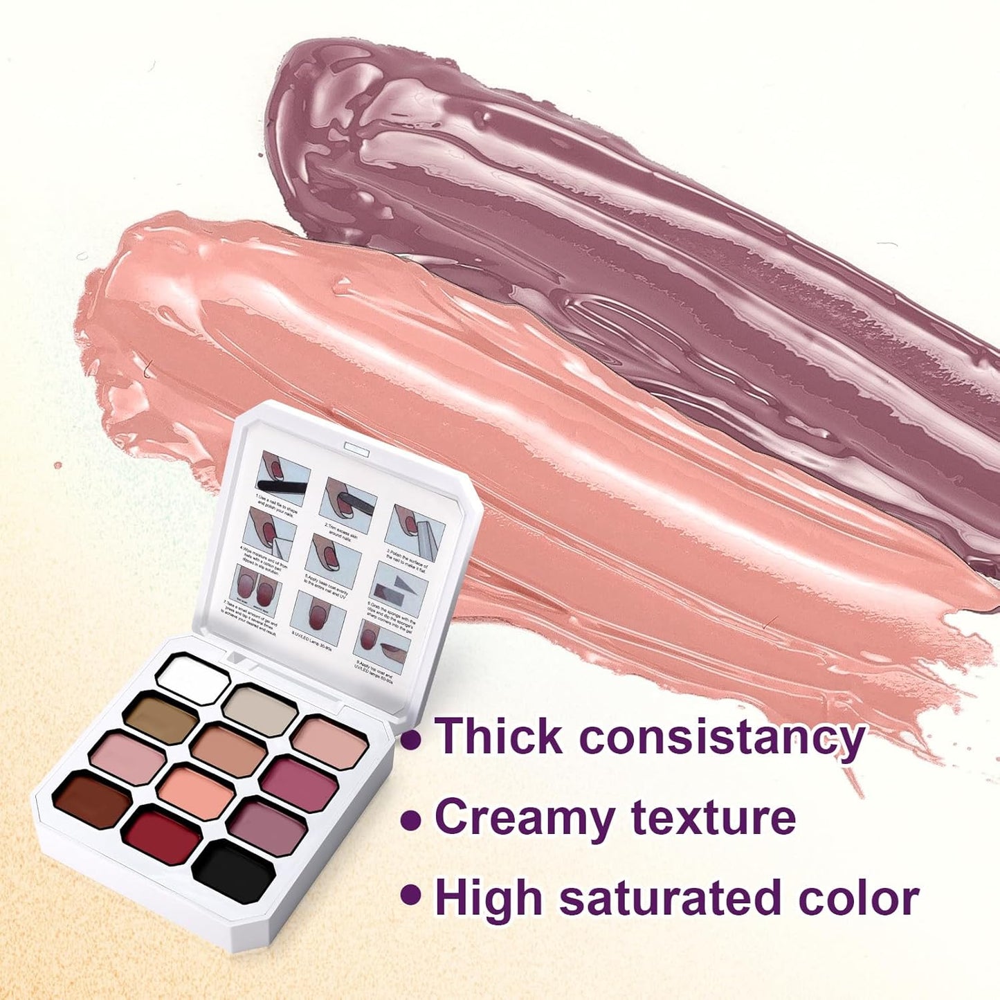 Gradient Painting Gel, 12 Colors Ombre Nail Polish for Pigmented Pat Painting Gel French Manicure No-wipe Soak of UV DIY Art Home Salon Palette Palette Velvet Sonnet-BrightBean Baby