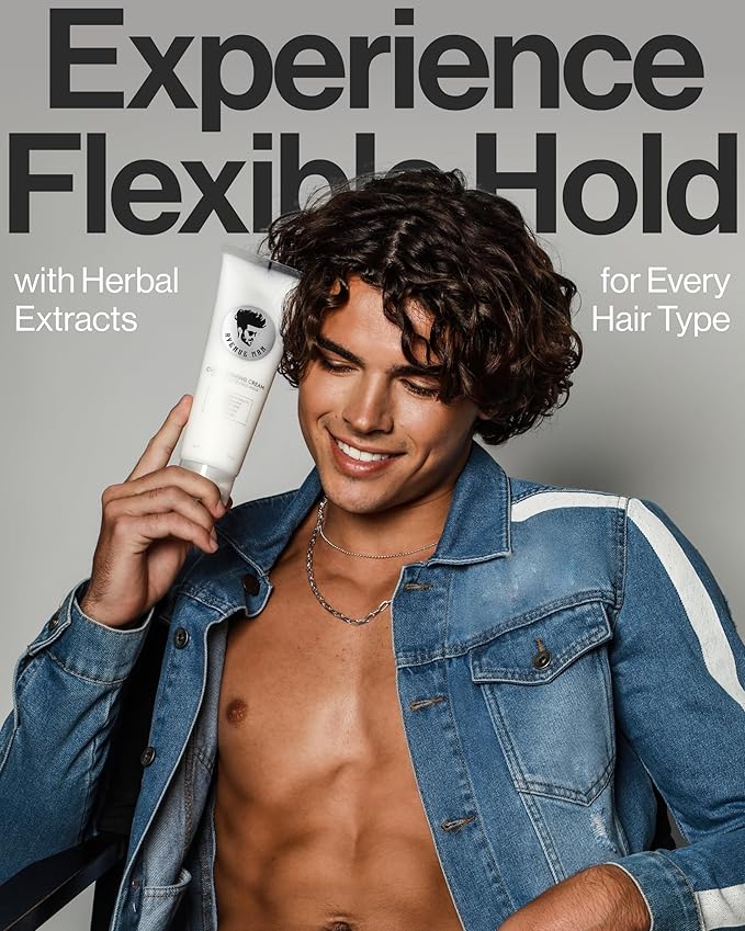 Avenue Man Curl Defining Cream - Improved Formula - Natural & Flexible Hold with Herbal Extracts for All Hair Types - Paraben Free & Sulfate Free-BrightBean Baby