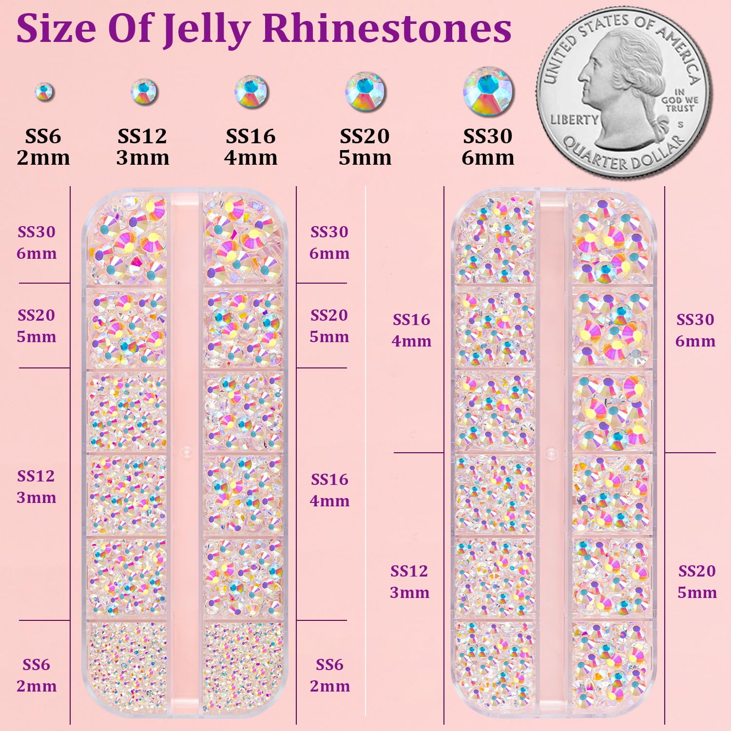 Resin Jelly Rhinestones for Crafting with B7000 Jewelry Glue, 2 Boxes Transparent AB Flatback Crystals with 3Pcs 10ml Glue, Bedazzling Non Hotfix Gems for DIY Tumblers Clothing Shoes Manicure-BrightBean Baby