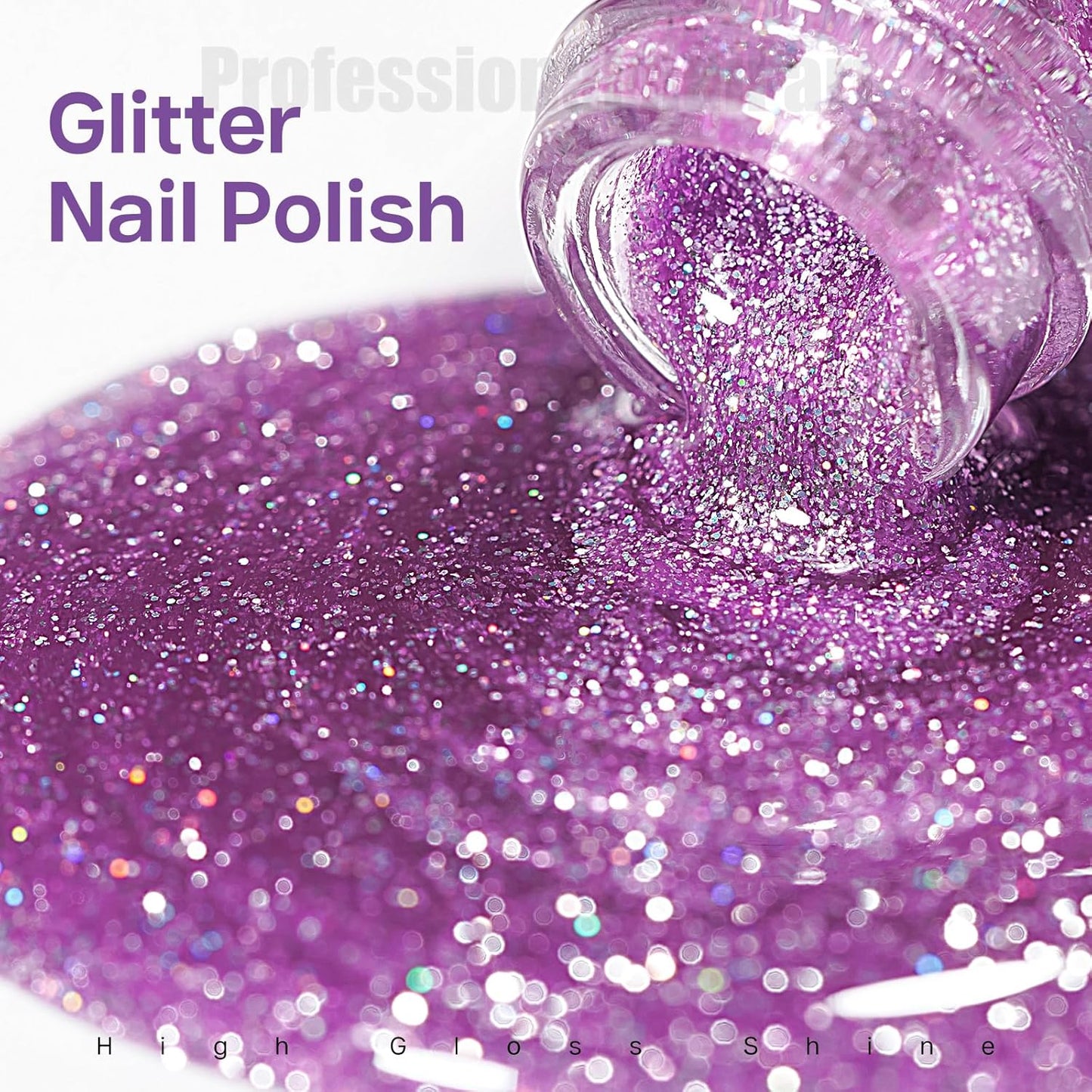 MIZHSE Quick Dry Glitter Purple Nail Polish, Shimmery Nail Polish Air Drying Fast, 15ml High Glossy Sparkly Shiny Nail Art Salon Manicure Home-BrightBean Baby
