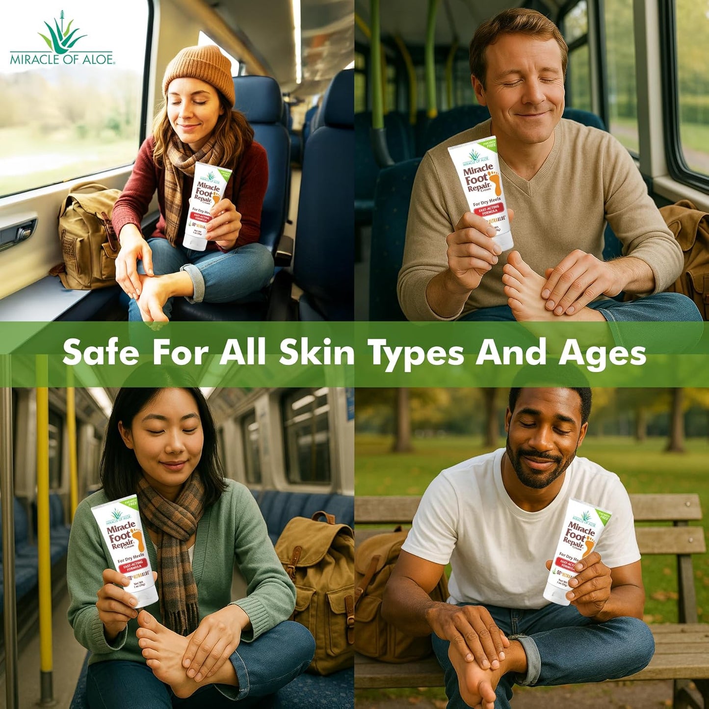 Miracle Foot Repair Cream (1 oz / 12 Pack) Repairs Dry Cracked Heels and Feet, 60% Pure Ultra Aloe Moisturizes, Softens, and Repairs-BrightBean Baby