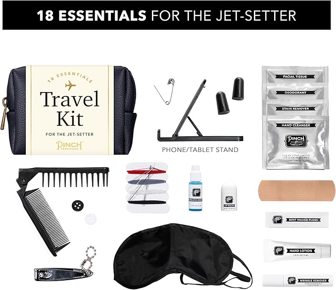 Pinch Provisions Travel Kit, includes 18 Must-Have Emergency Essential Items for Travelling, Ideal Road Trip or Airport Gift for Friends, Family & Peers, Portable Pouch-BrightBean Baby