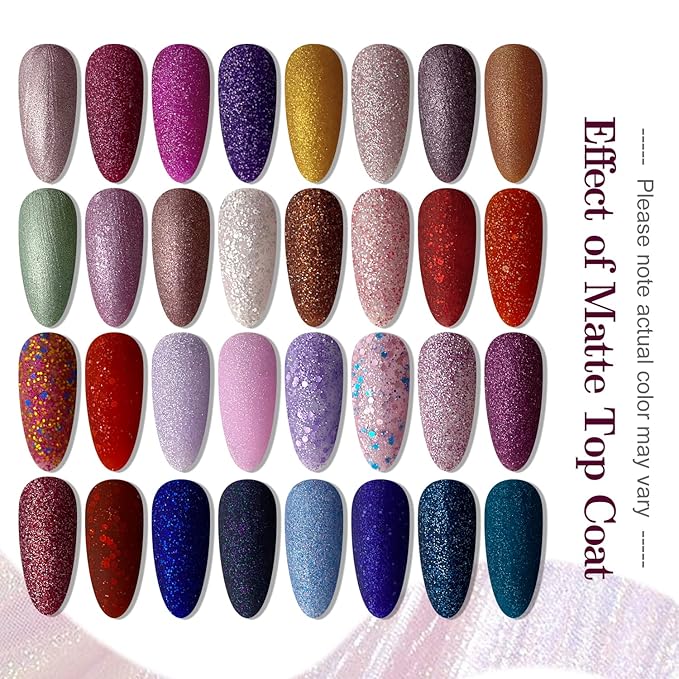 JODSONE Gel Nail Polish Shiny High Gloss Surface Strengthening Glitter Minimalistic Artistic Creation Starter Set 36 Pieces-BrightBean Baby