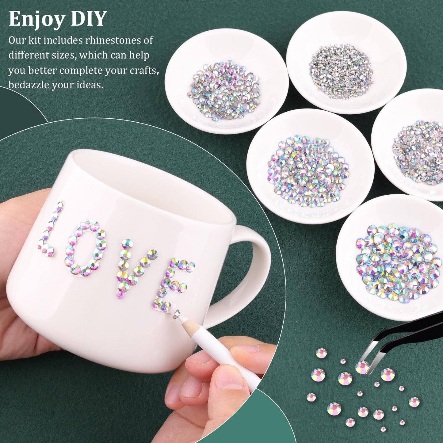 Resin Rhinestones for Crafting with B7000 Jewelry Glue, 1 Box AB Flatback Crystals with 3Pcs 10ml Glue for Bedazzling Crafts DIY Nail Art Makeup，Non Hotfix Gems for Clothing Shoes-BrightBean Baby