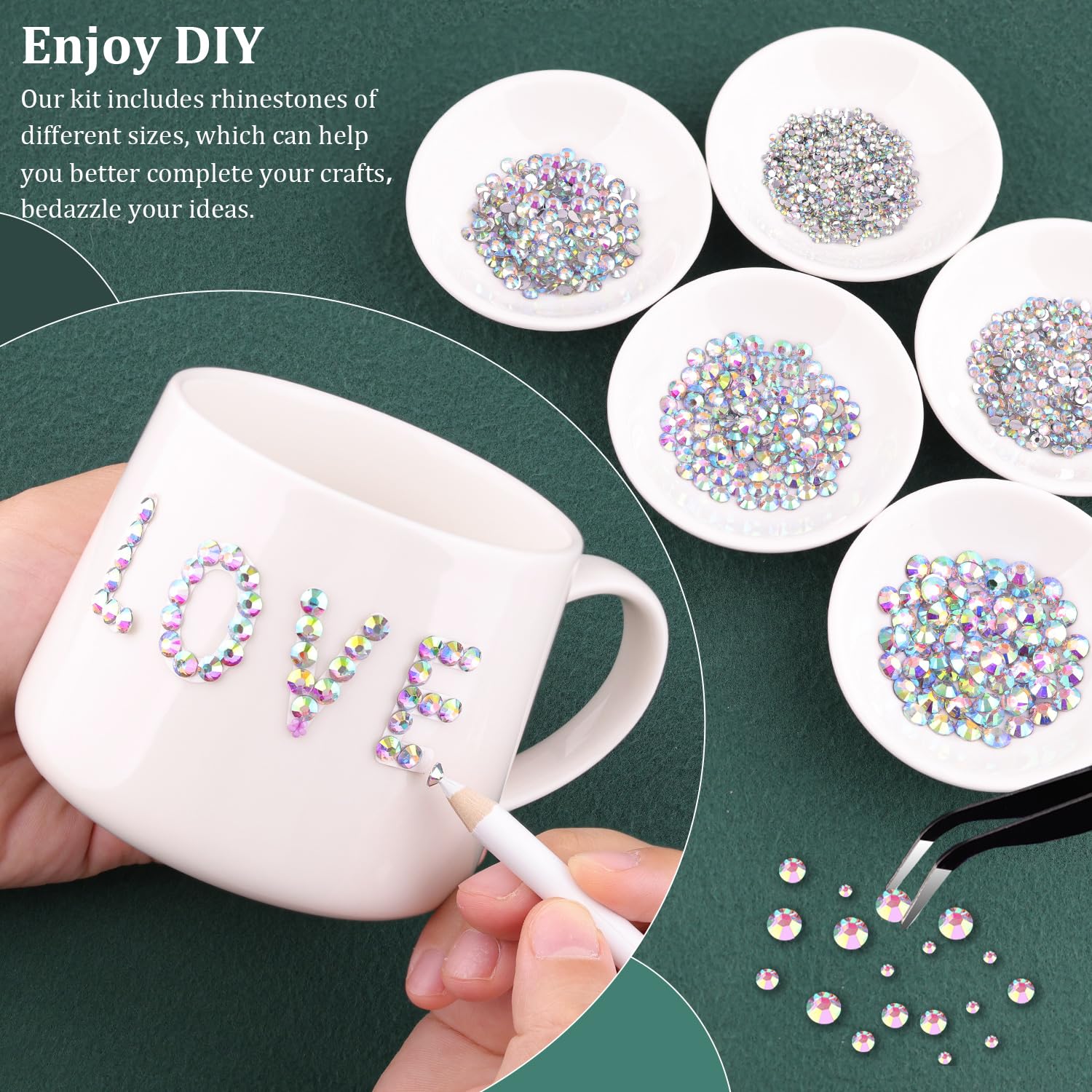 Resin Rhinestones for Crafting with B7000 Jewelry Glue, 1 Box AB Flatback Crystals with 3Pcs 10ml Glue for Bedazzling Crafts DIY Nail Art Makeup，Non Hotfix Gems for Clothing Shoes-BrightBean Baby