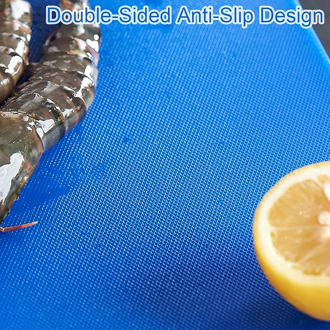 CURTA Cutting Boards for Kitchen, 24" x 18" x 0.5" Blue Color Coded Plastic Commercial Chopping Board Anti Slip Surface Dishwasher Safe