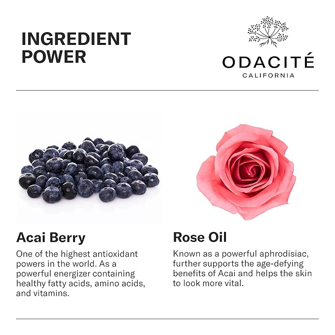 Odacité Anti Aging Serum Concentrate with Acai + Rose - Revitalizing Facial Oil, Youthful Glow, Improves Skin Tone, Wrinkles, and Firmness, Age defying, Rose Oil, 0.17 fl. oz.-BrightBean Baby