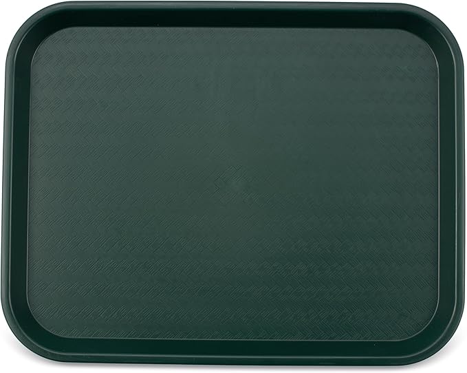 Carlisle FoodService Products Cafe Fast Food Cafeteria Tray with Patterned Surface for Cafeterias, Fast Food, And Dining Room, Plastic, 17.87 X 14 X 0.98 Inches, Forest Green, (Pack of 12)