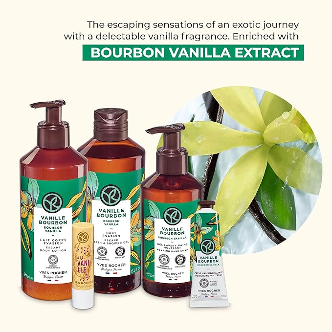 Yves Rocher Bain de Nature Vanilla 6-Piece Gift Set, Shower Gel, Hand Cream, Body Lotion, Lip Balm, Hand Soap & Vanity Bag, 6 Items-BrightBean Baby