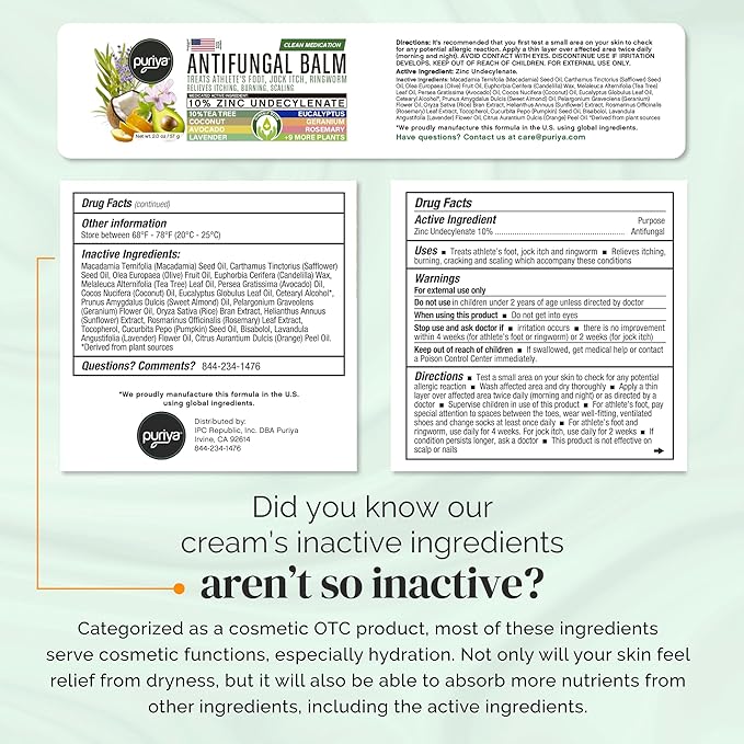 Puriya Clinically Proven Antifungal Cream for Skin Fungus, Extra-Strength Athletes Foot Cream Treatment, Jock Itch, Ringworm Treatment for Humans, Anti Fungal Itchy Skin Relief with Tea Tree Oil-BrightBean Baby