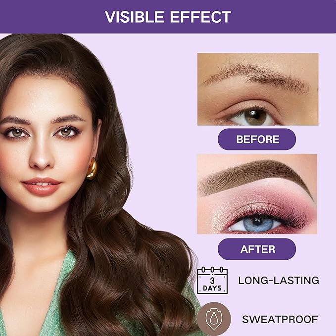 2 Pcs Dark Brown Easy Peel Off Eyebrow Gel, Tattoo Eyebrow Tint, Waterproof & Sweatproof Peel Off Tinted Eyebrow, Long-lasting Natural Color Up to 3 Days, Eyebrow Tattoo for All Skin Types (#01)-BrightBean Baby