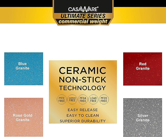 casaWare 13 x 9 x 1-Inch Ultimate Series Commercial Weight Ceramic Non-Stick Coating Cookie/Jelly Roll Pan (Red Granite)