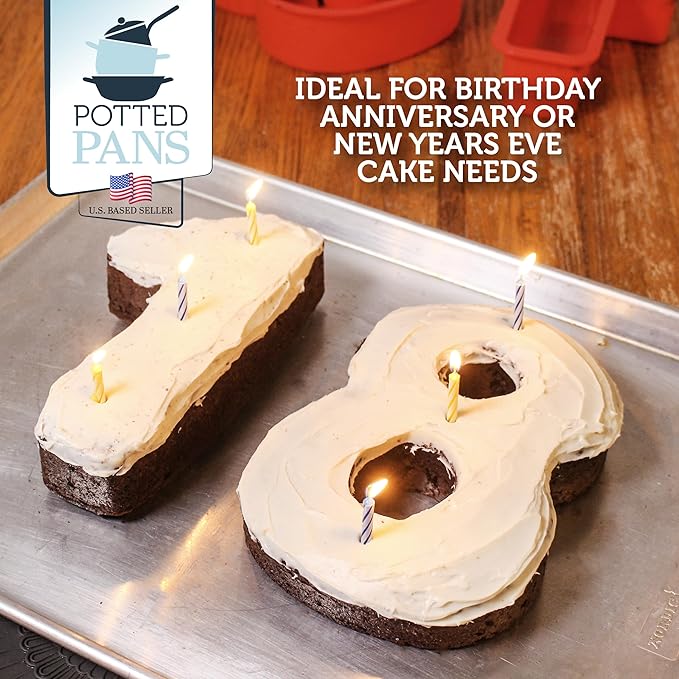 Cake Mold Numbers 10 Pieces - Large 10 Inch Cake Pans Set - 0 to 9 Big Number Cake Pan Shape Moulds for Baking