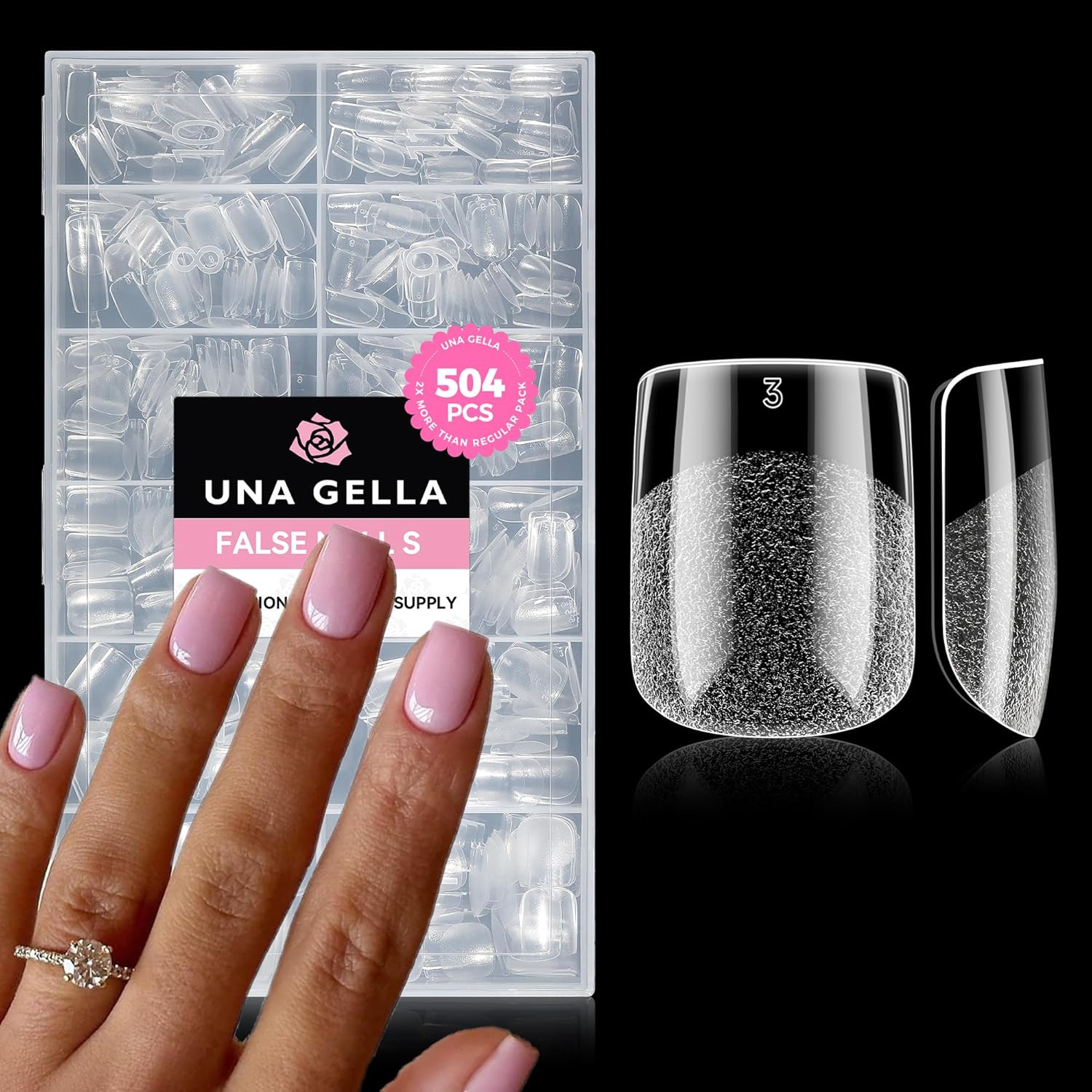 UNA GELLA Extra Short Nail Tips: 504pcs Square Fake Nails Pre-shape XS Short Square Press on Nails Gel Tips Full Cover Acrylic Nails False Nails for DIY Salon 12 Sizes-BrightBean Baby