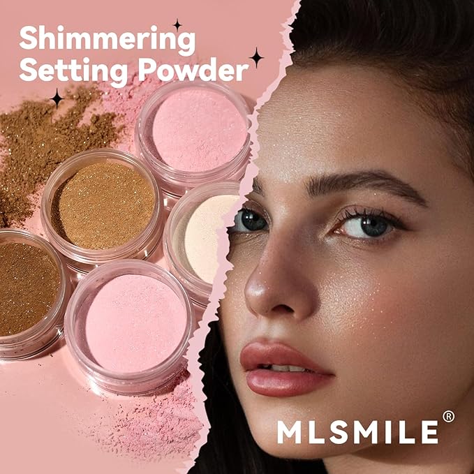AKARY White Translucent Setting Powder, Shimmer Finishing Powder Oil Control for Long Lasting Makeup, Lightweight Loose Powder Waterproof Makes Skin Downy, Blurring Powder for All Skin Tones, 01-BrightBean Baby