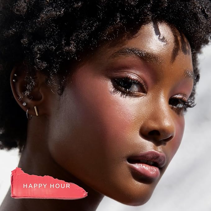 Tower 28 Beauty BeachPlease Cream Blush for Cheeks and Lips - Multi-Purpose Lip and Cheek Tint in Pink Blush - for Sensitive Skin – Color HAPPY HOUR, Luminous Finish-BrightBean Baby