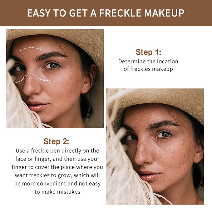 2 Pcs Freckle Pen Set, Natural Lifelike Fake Freckles Makeup Pen Magic Brown Color Freckles Makeup Tool Long-Lasting Waterproof Dot Spot Pen for Effortless Sunkissed Makeup (Dark Brown)-BrightBean Baby