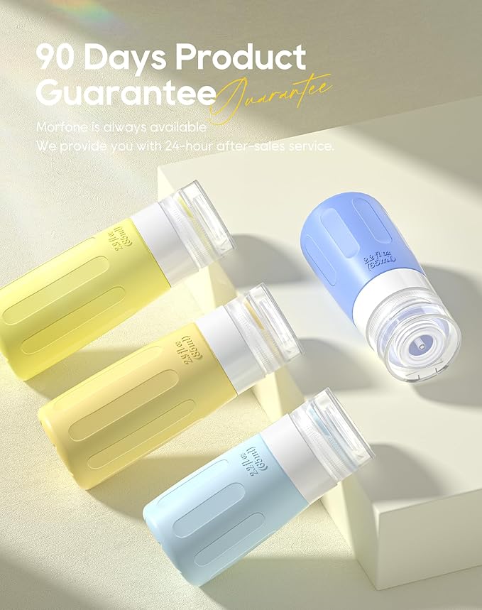 Morfone 16 Pack Silicone Travel Bottles Set for Toiletries TSA Approved Travel Containers Leakproof Squeezable Refillable Accessories 2oz 3oz for Shampoo Conditioner Lotion Liquids (Yellow Blue)-BrightBean Baby