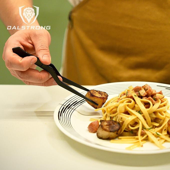 Dalstrong Professional Food Tweezers-Giftable 4pc Set-6.5"-High-Precision Tweezer Tongs-Black Titanium Coating-Plating, Multi-use-304 Stainless Steel-Culinary Fine Use-Metal Kitchen Tongs